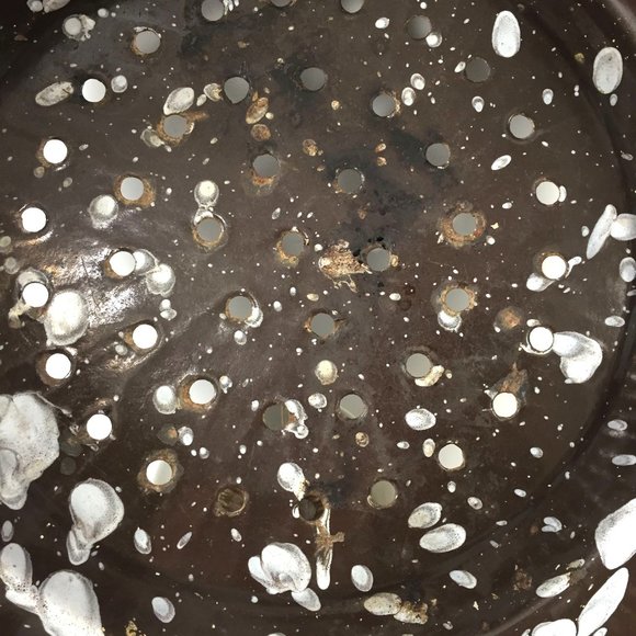 Vintage 1940s Enamelware Colander Speckled Blue & White  Farmhouse Kitchen De - Picture 2 of 8